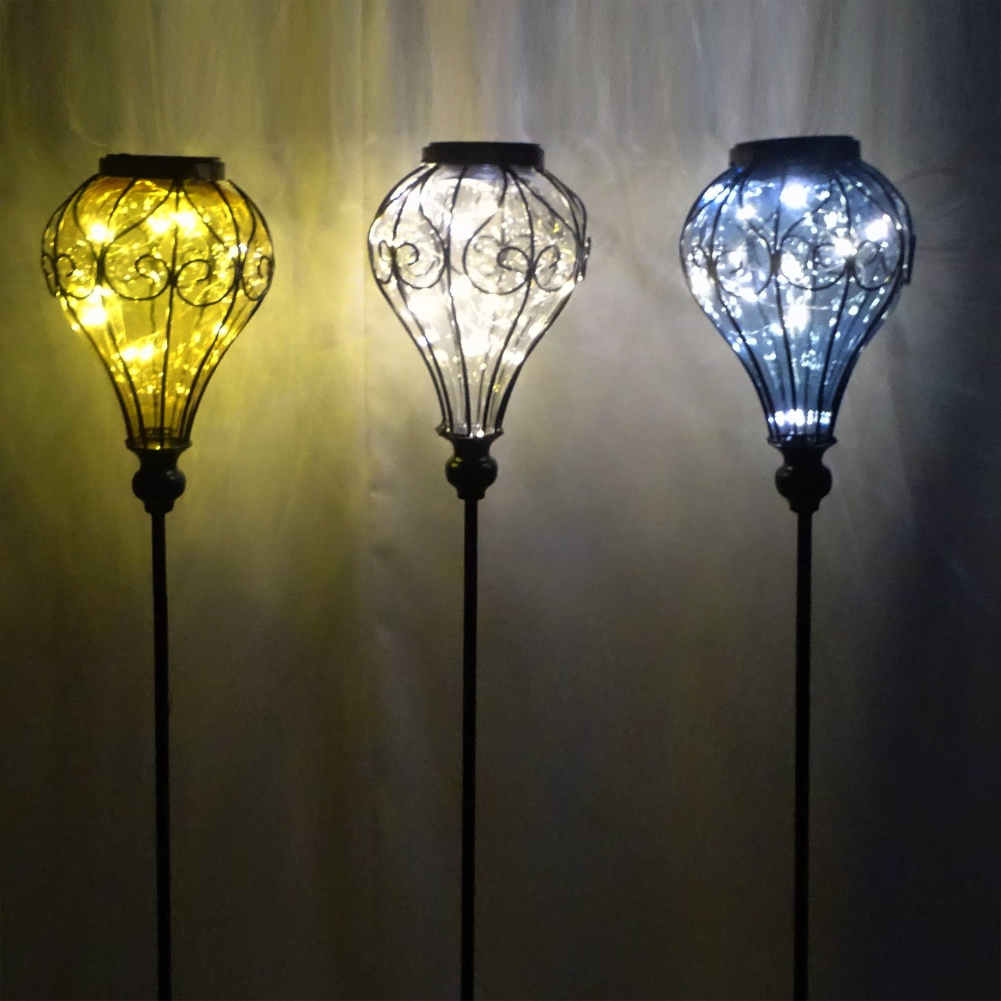 Solar Hot Balloon Garden Stake with LED- Asstd Display of 6