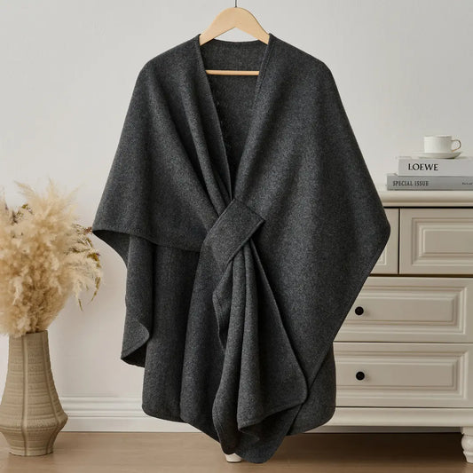 The Fleece Drape Shawl - Dark Gray