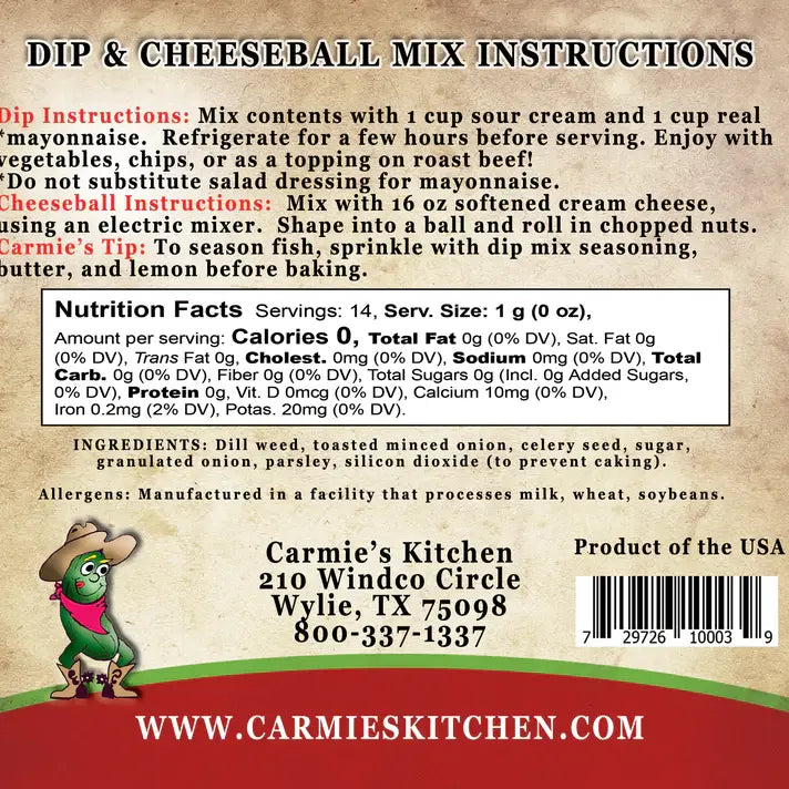 Carmie’s Kitchen - Dilliest Dill Dip Mix