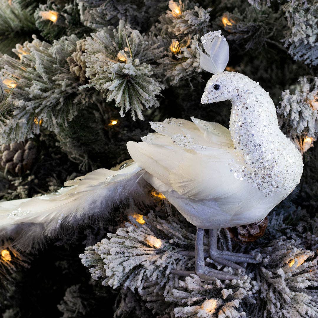 White Peacock Ornament: 18"