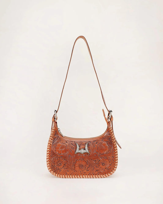 Loyal West - Dannia Medium Purse - Brown Hand-tooled Leather