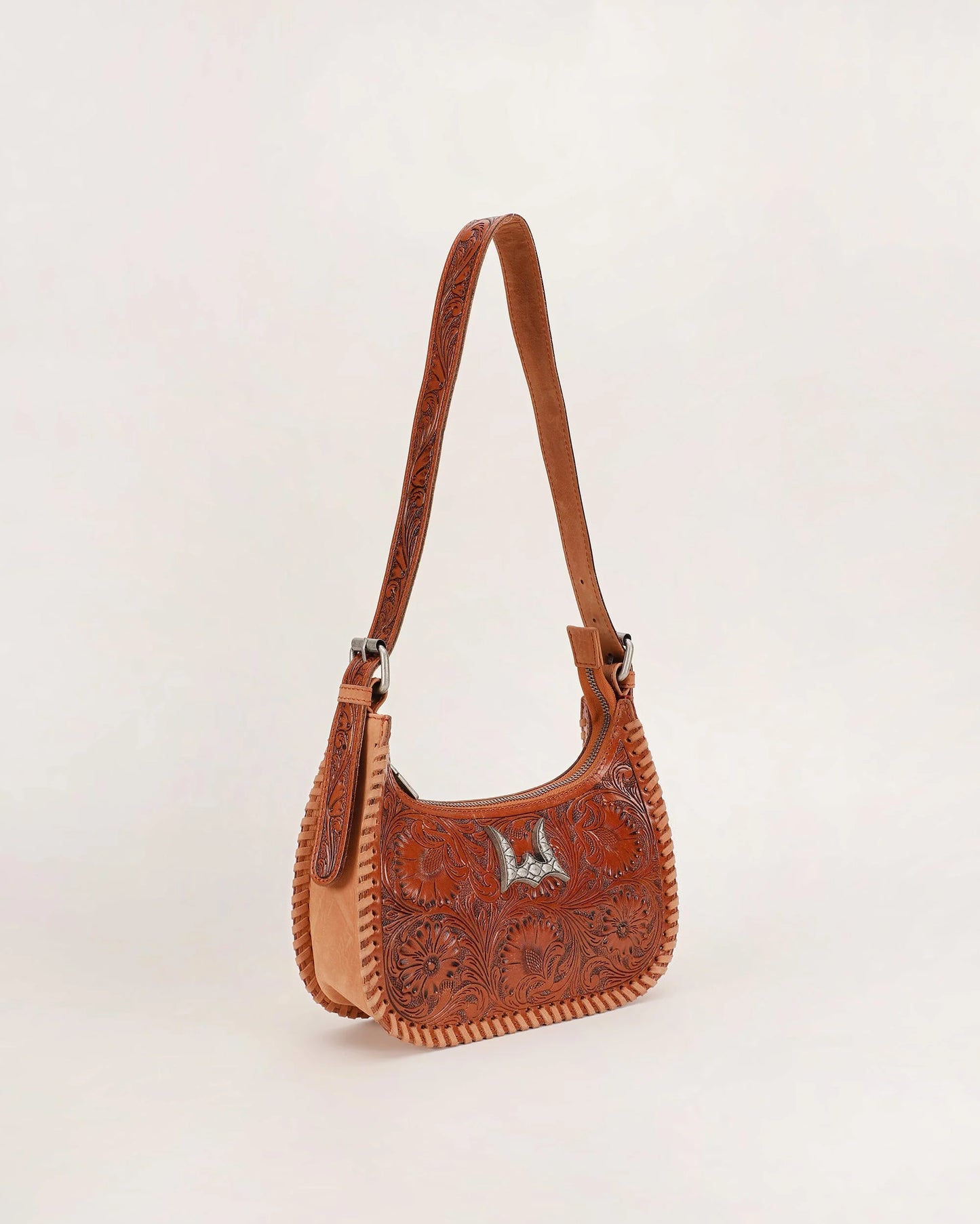 Loyal West - Dannia Medium Purse - Brown Hand-tooled Leather