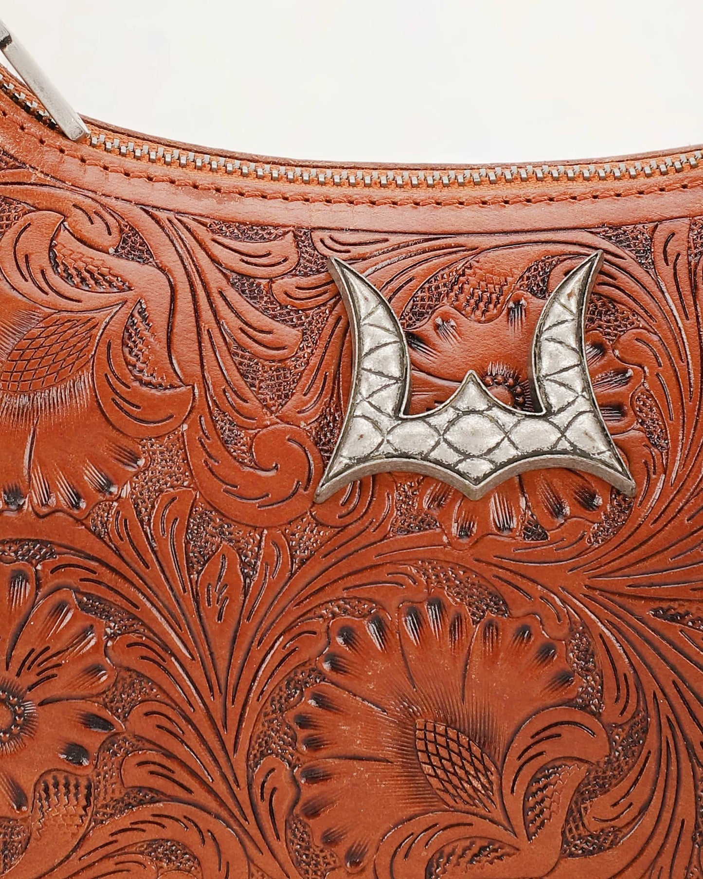 Loyal West - Dannia Medium Purse - Brown Hand-tooled Leather