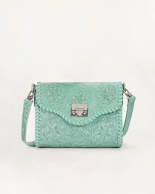 Loyal West - Daisy Mini Bag - Torquoise Hand-tooled Leather
