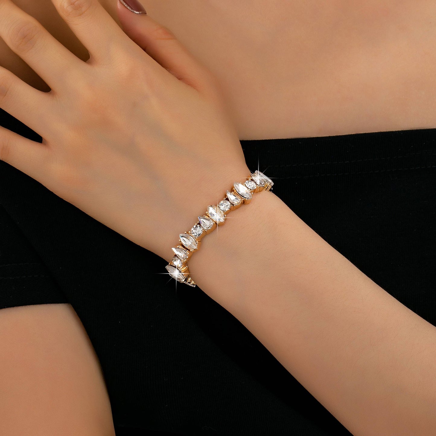Crystal Gold-Tone Stretch Statement Bracelet | 80B1786: Gold