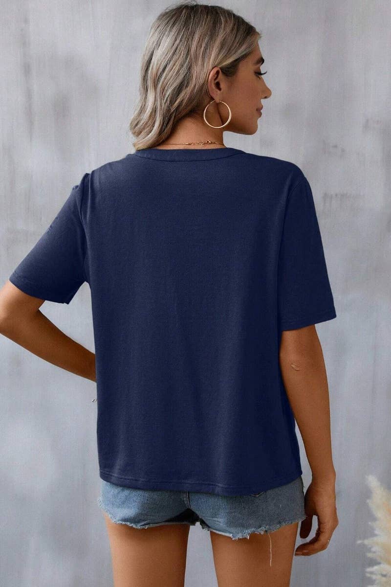 EMBROIDERY PATCHWORK LACE LACE SHORT SLEEVE TOP: ARMYGREEN / (M)