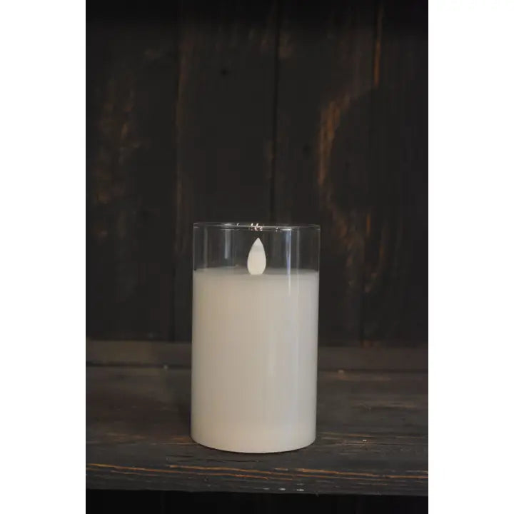 Clear Glass Cylinder Moving Flame LED Candle 3x6in