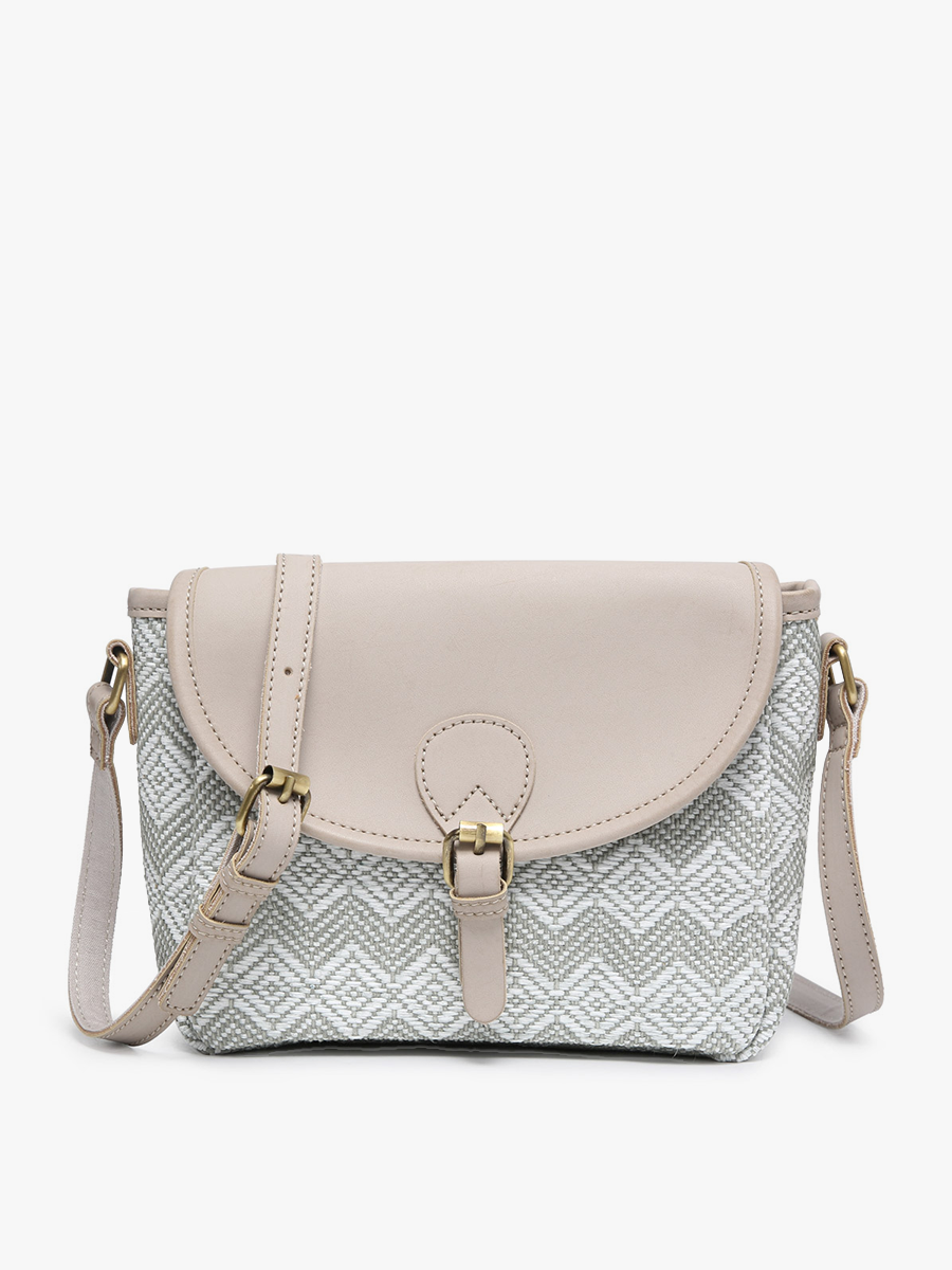 Erin Woven Crossbody w/ Vegan Leather Accents | M2064 : Herringbone/Taupe