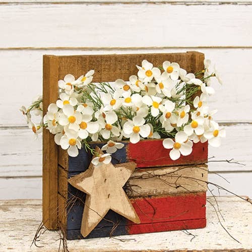 Rustic Wood Americana Tote With Dimensional Star - 9"L x 5.