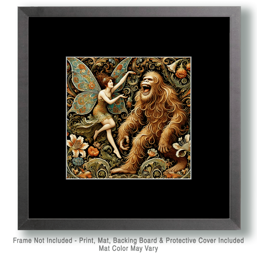 Vintage Photograph of Bigfoot Summer Memory Cryptids Art Prints - Bigfoot Prints – 8″x10″ Artwork in 11″x14″ Mat