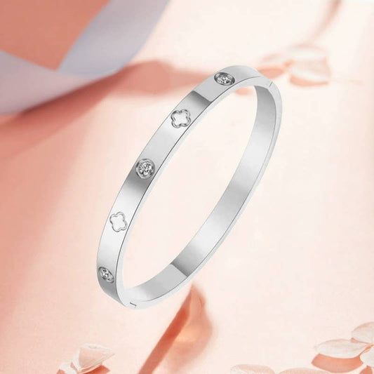 18K NON-TARNISH WATERPROOF STAINLESS STEEL BANGLE | 40B5154: Silver