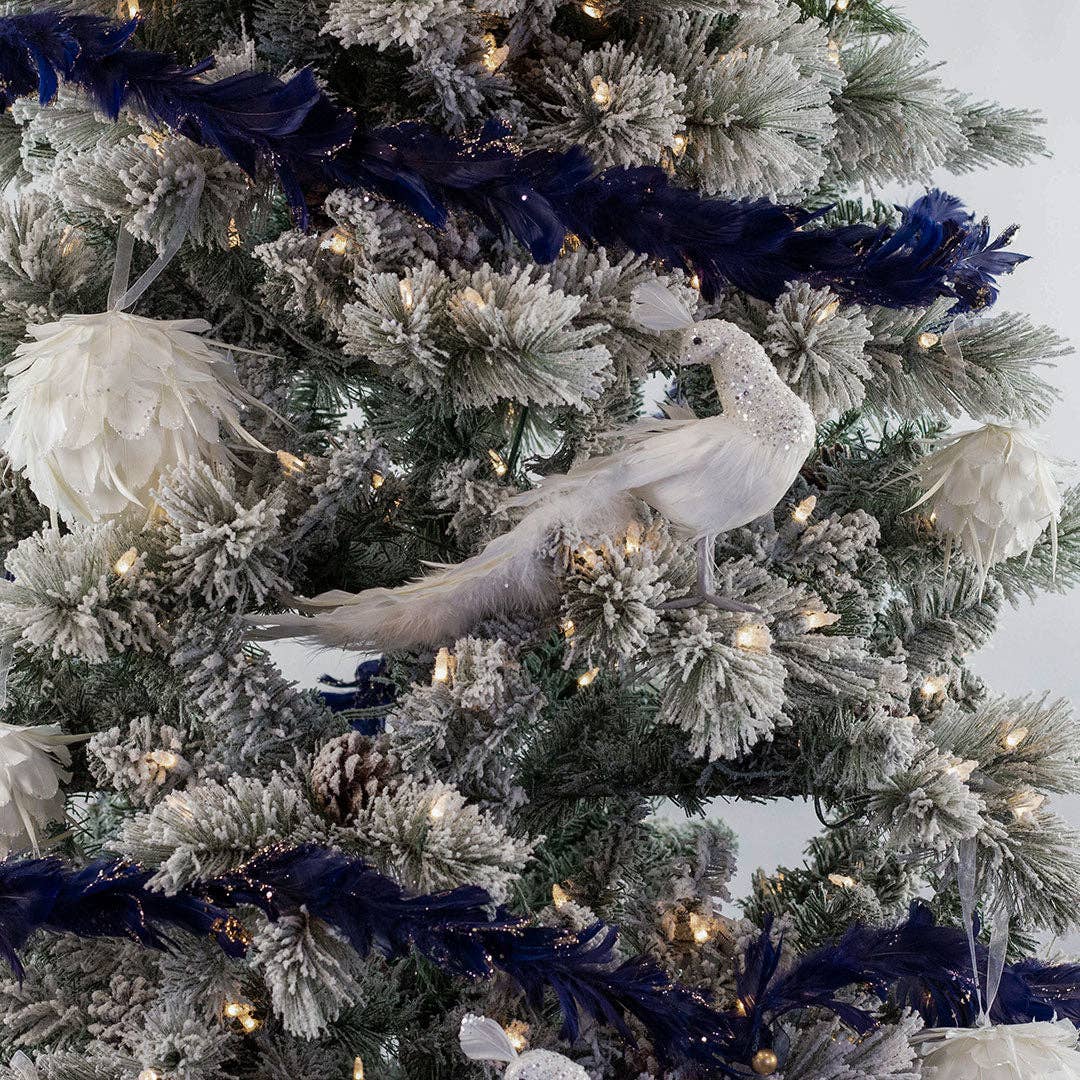 White Peacock Ornament: 15"