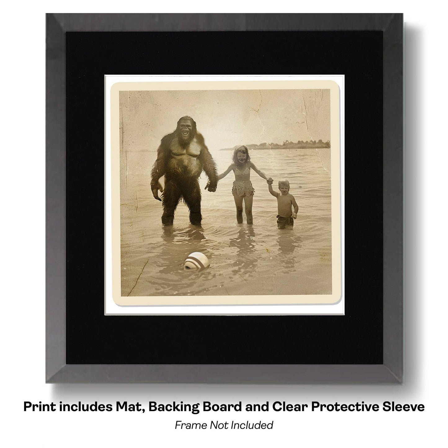 Vintage Photograph of Bigfoot Summer Memory Cryptids Art Prints - Bigfoot Prints – 8″x10″ Artwork in 11″x14″ Mat
