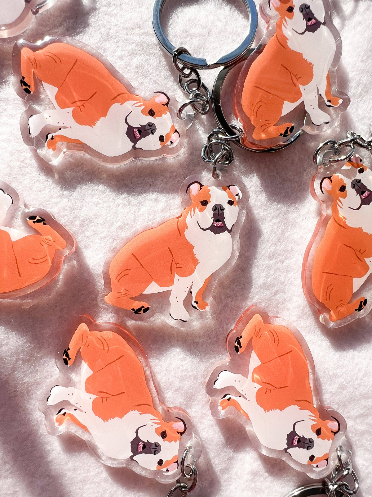 English Bulldog (red & white) Keychain