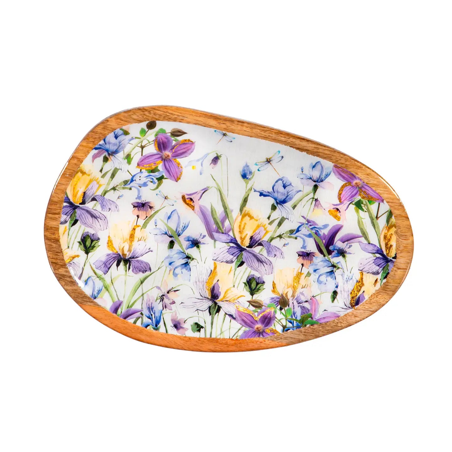 Golden Lilac Irregular Shaped Wood Serving Tray