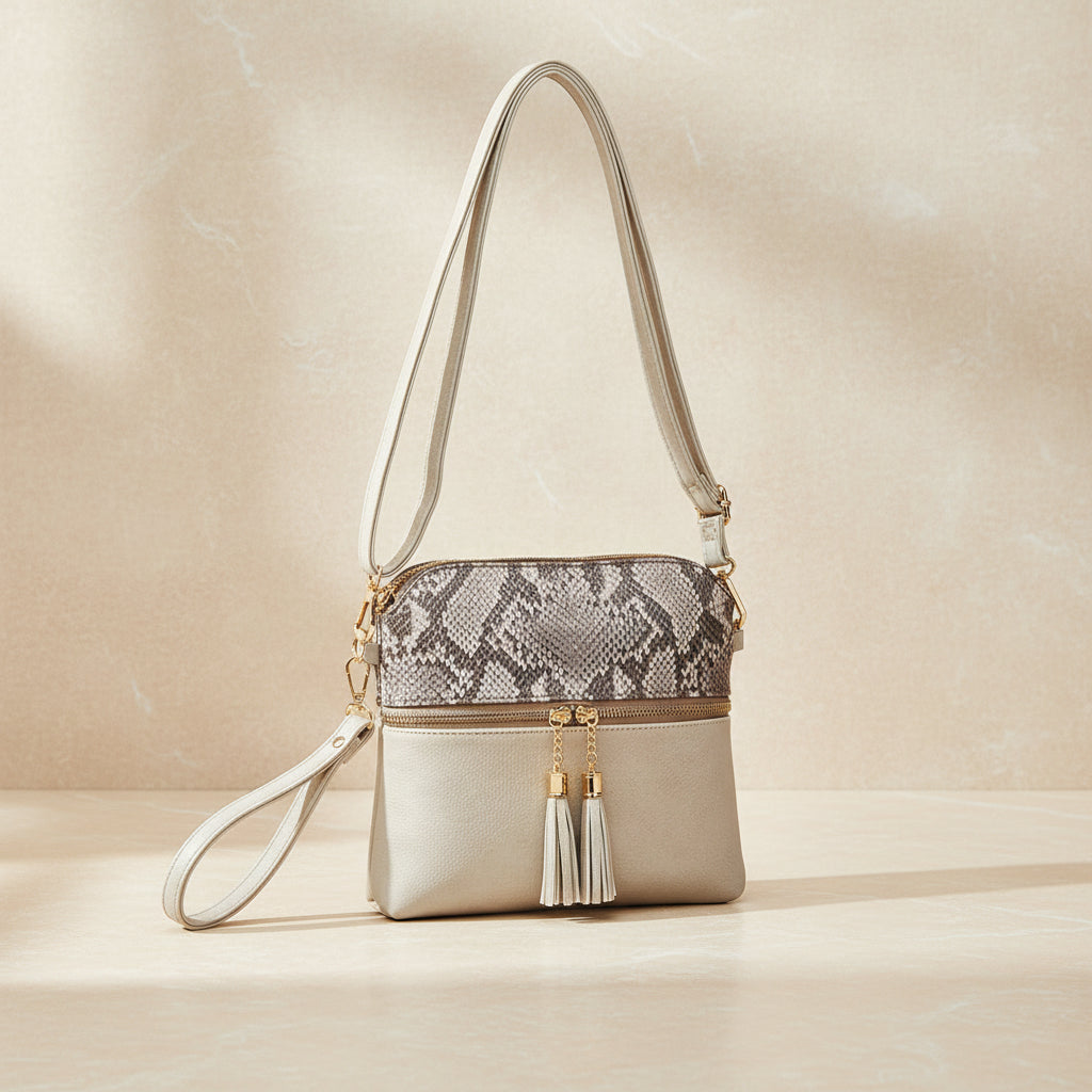 Tara Double Zip Crossbody/Wristlet Bag | M1785 : Snake-Lt. Sand
