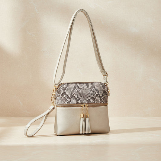 Tara Double Zip Crossbody/Wristlet Bag | M1785 : Snake-Lt. Sand