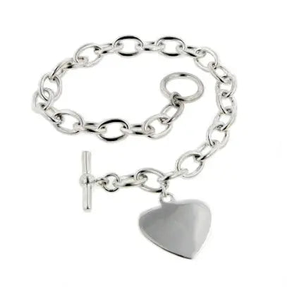 Heart Charm Silver Bracelet