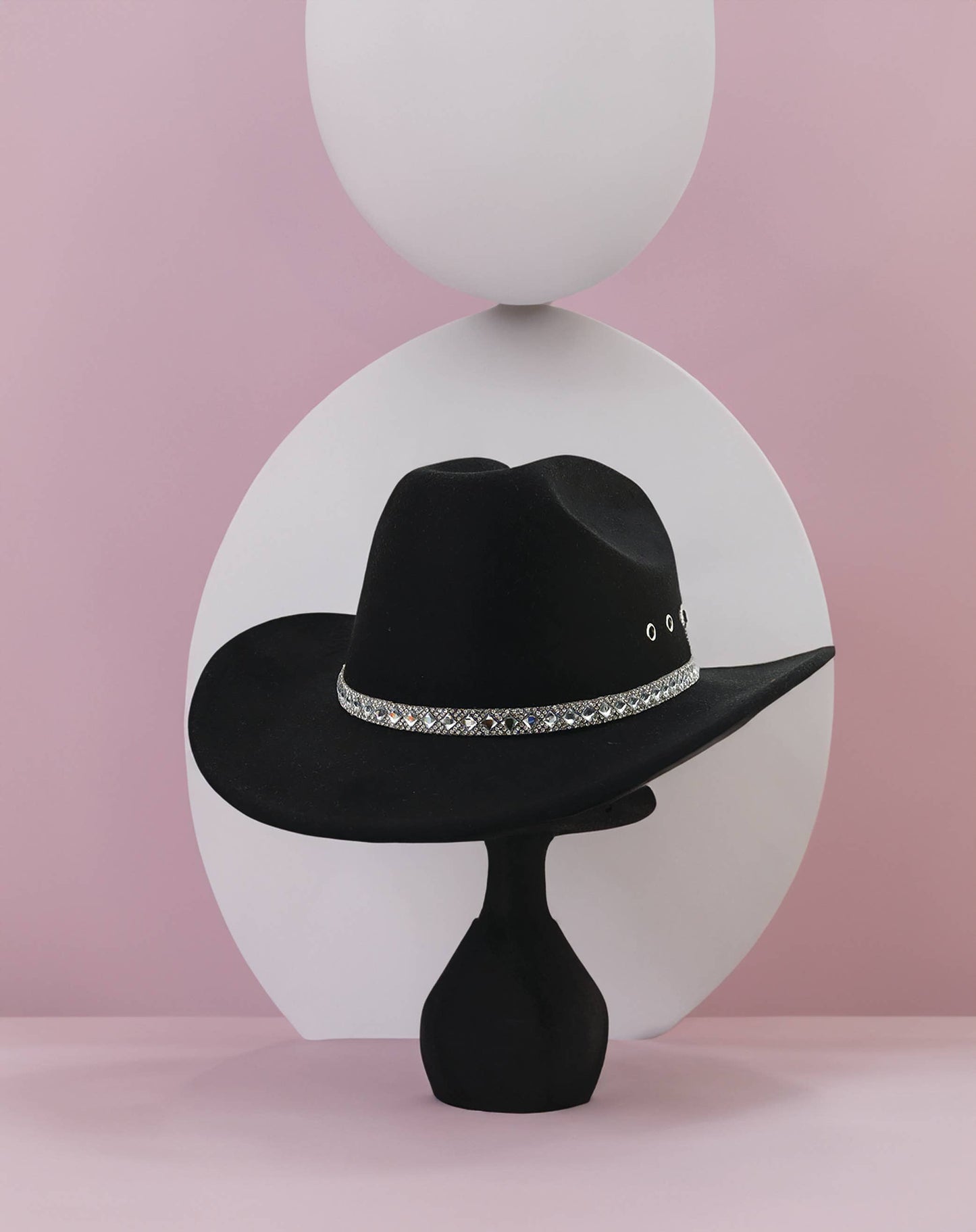 Baye Cowboy Hat – Rhinestone Band Eyelets | HAT2664: Black