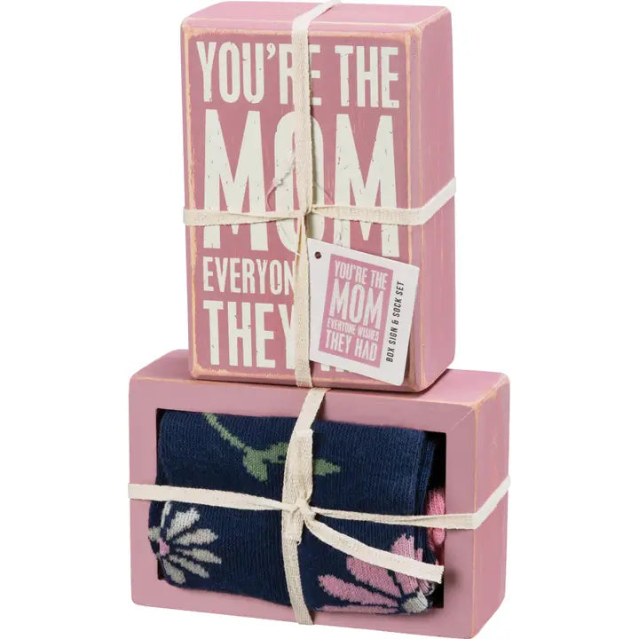 You're the Mom Box Sign and Sock Set