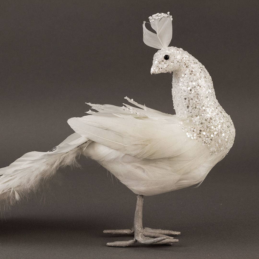 White Peacock Ornament: 18"