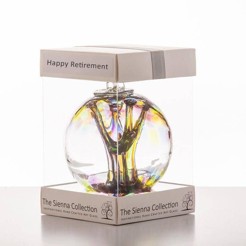 10cm Spirit Ball - Happy Retirement - Purple, Green & Blue