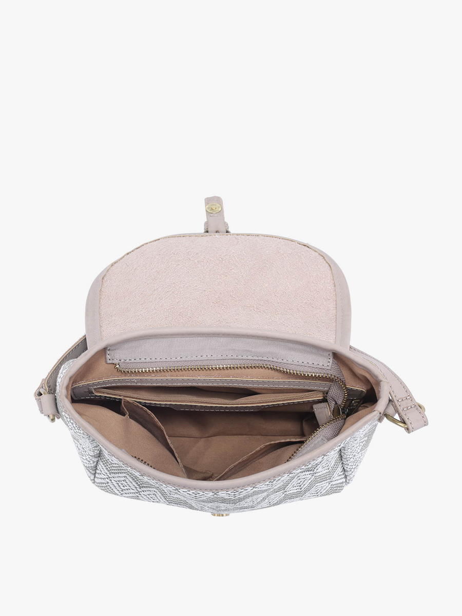 Erin Woven Crossbody w/ Vegan Leather Accents | M2064 : Herringbone/Taupe