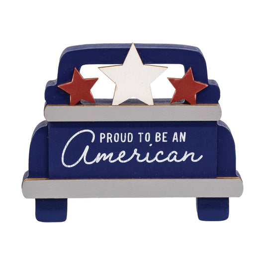Proud To Be An Americana Chunky Blue Pickup Truck Sitter