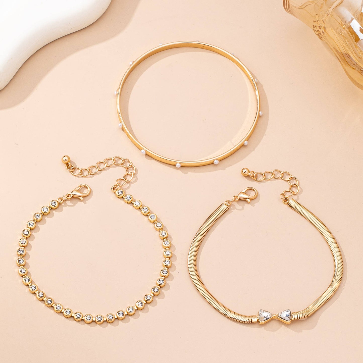 Herringbone Bow Bezels  & Open Cuff Bracelet | 80B1638: SET