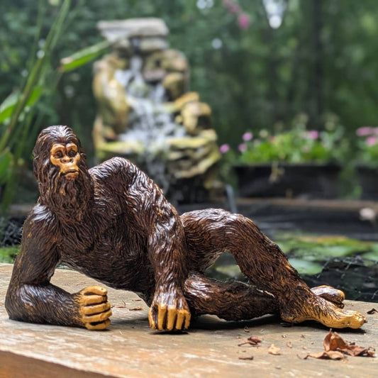 Lying Bigfoot Heart-throb Sasquatch Statue 10 inch Long: Natural