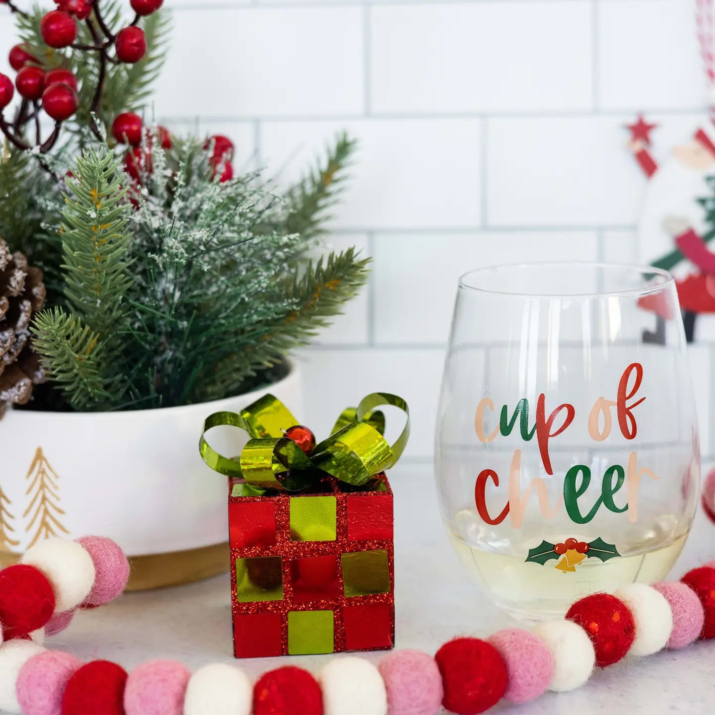 Festive Cup of Cheer Wine Glass