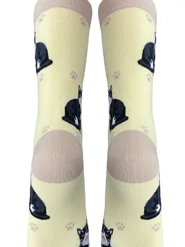 Black and White Cat - Unisex - Fun Novelty Dog Socks