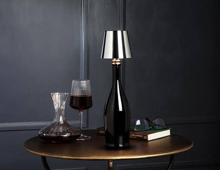 Classic Shade LED Bottle Stopper Light-5"H-Chrome