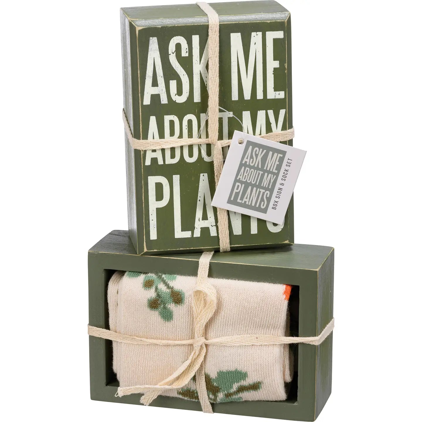 Ask Me About My Plants Box Sign and Sock Set