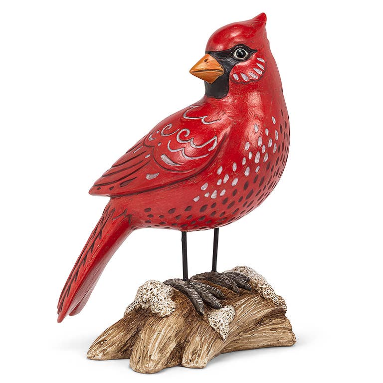 Standing Cardinal On Log-8.5"H