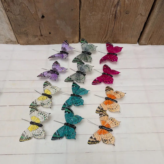Set of 12 Butterflies on Clips