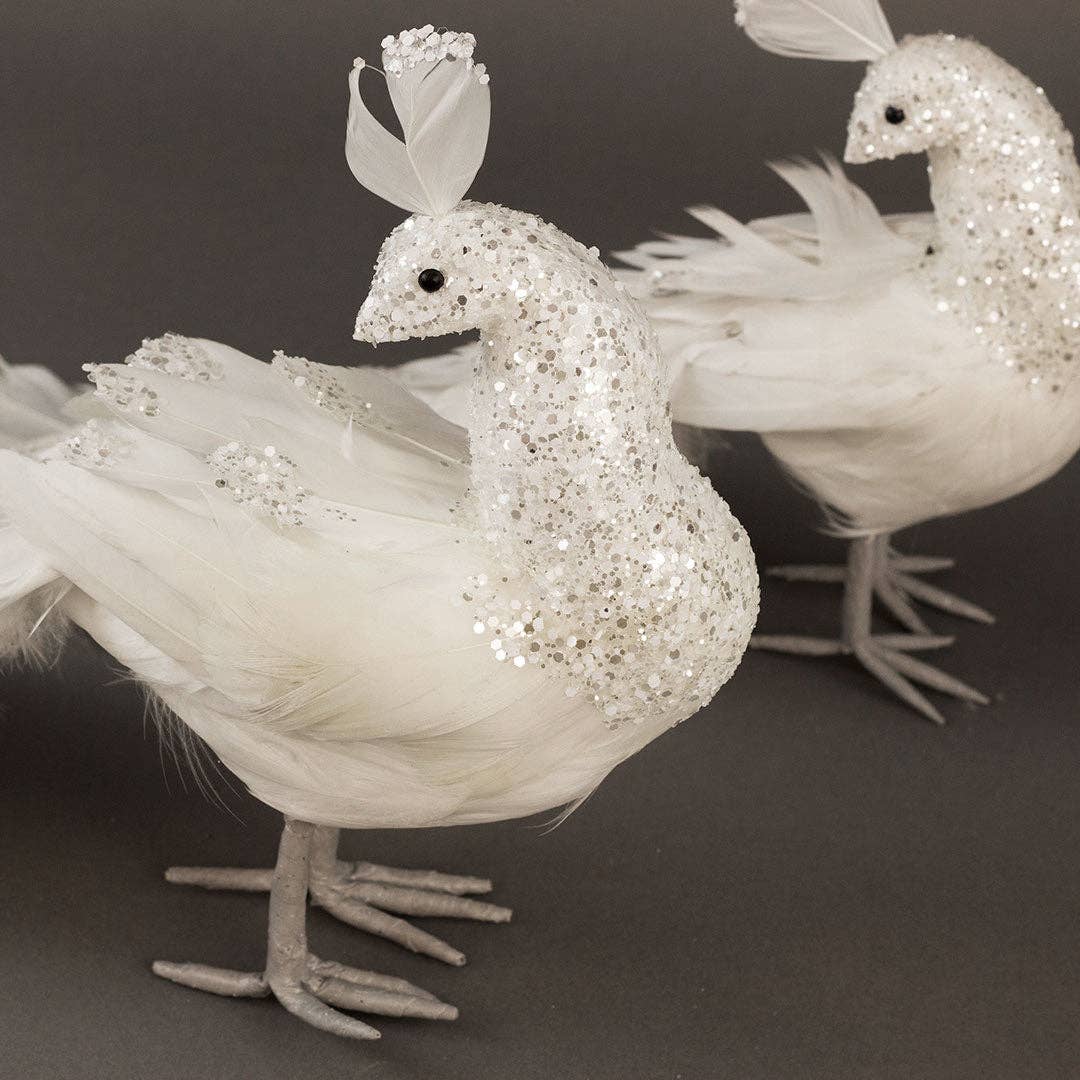 White Peacock Ornament: 15"