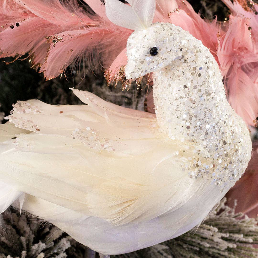 White Peacock Ornament: 15"