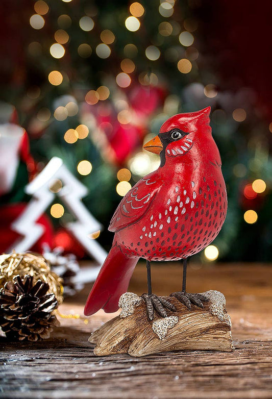 Standing Cardinal On Log-8.5"H