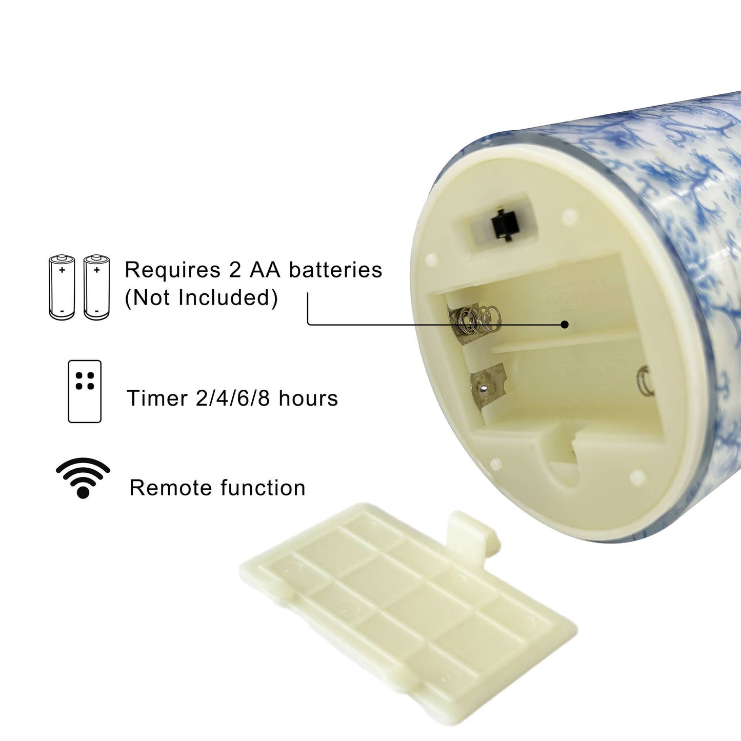 Set of 3 Floral Printed Home Decor Flameless LED Candles
