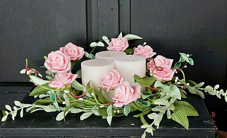 ISB64952- 12in Foamy Pink Rose Wreath-2/24pcs