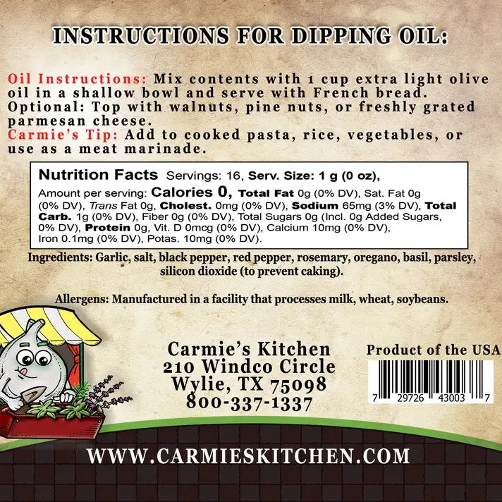 Carmie’s Kitchen - Italian Herb Dip Mix