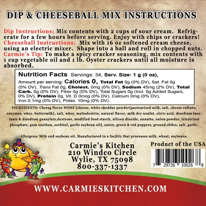 Carmie’s Kitchen - Jalapeño Cheddar Dip Mix