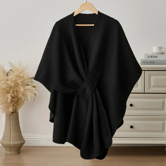 The Fleece Drape Shawl - Black
