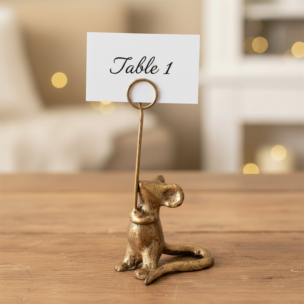 Cast Iron Mouse Card Holder