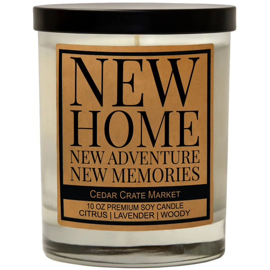 New Home New Adventures New Memories Candle