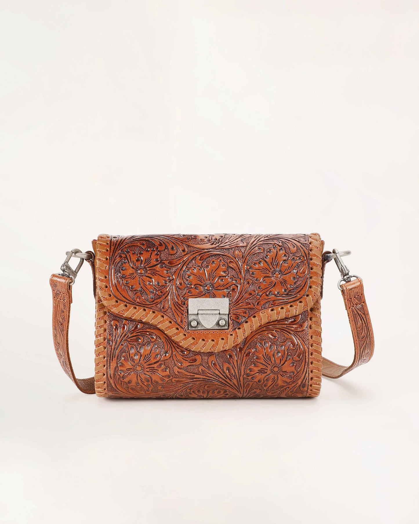 Loyal West - Daisy Mini Bag - Brown Hand-tooled Leather & Calfskin