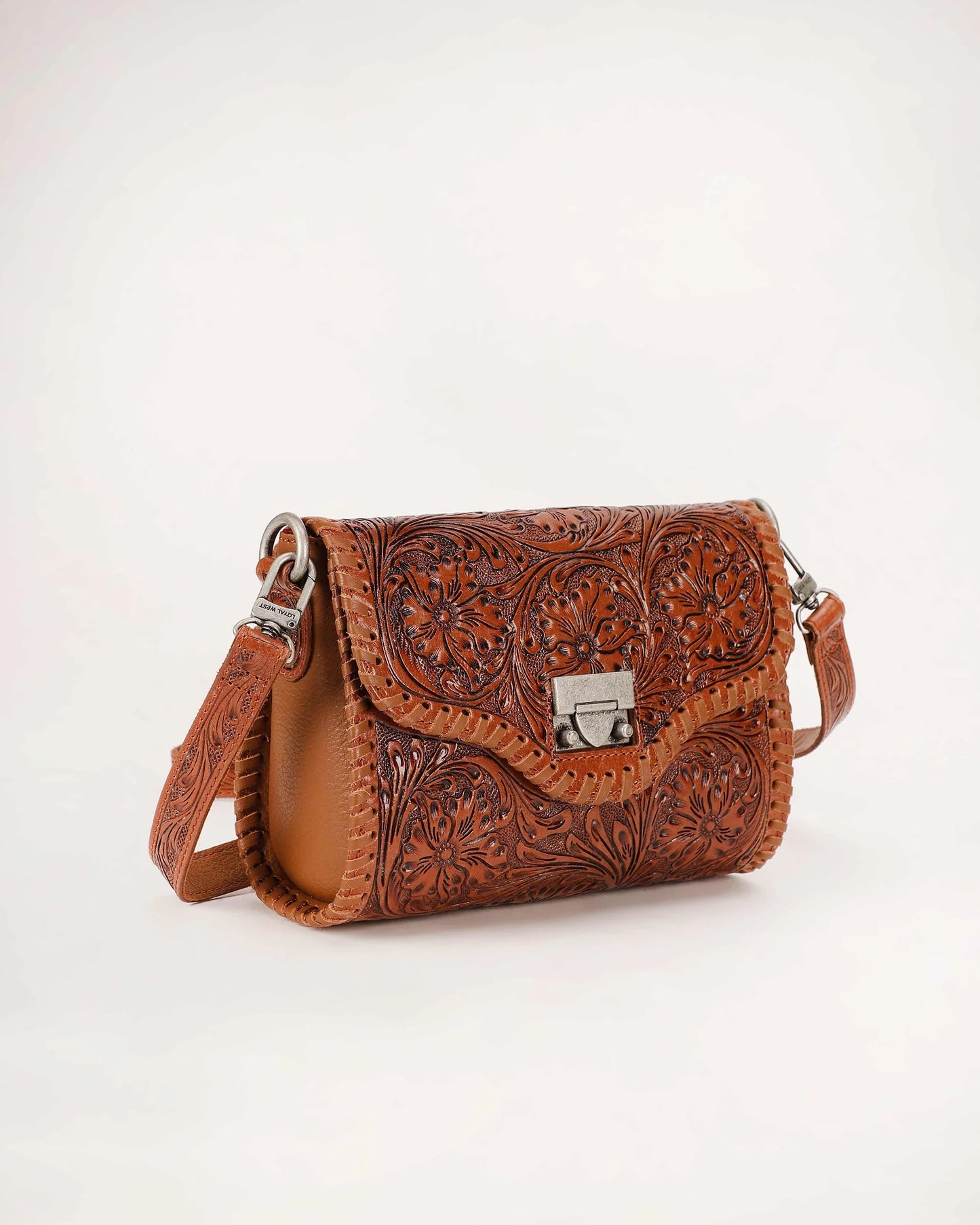 Loyal West - Daisy Mini Bag - Brown Hand-tooled Leather & Calfskin
