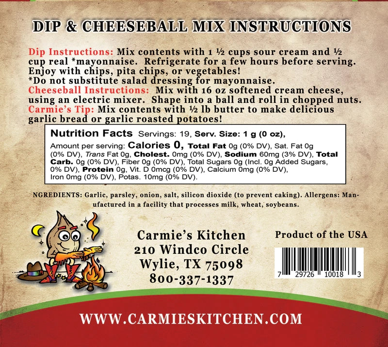 Carmie’s Kitchen - Roasted Garlic Dip Mix
