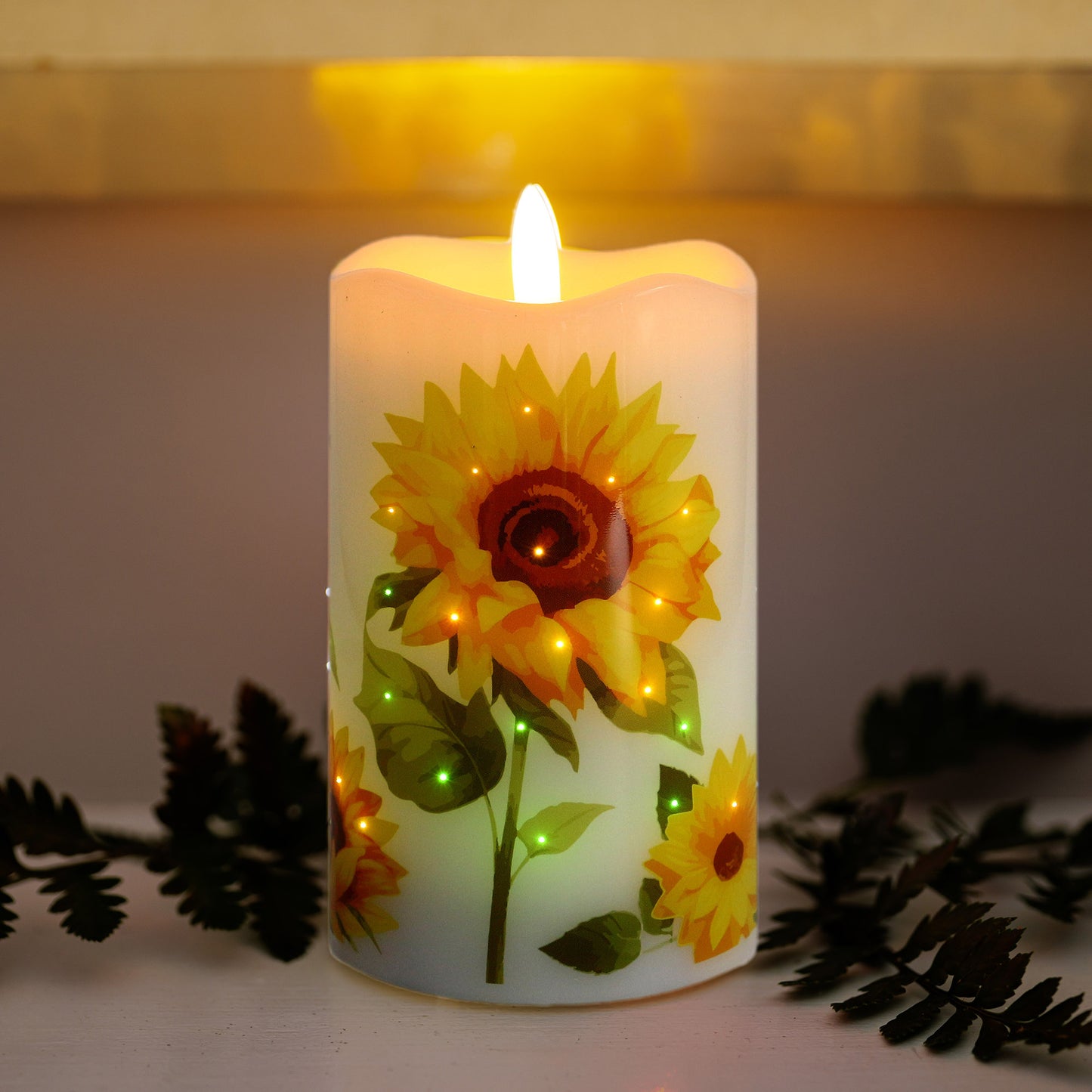 5in Fiber Optic Candle-Sunflower
